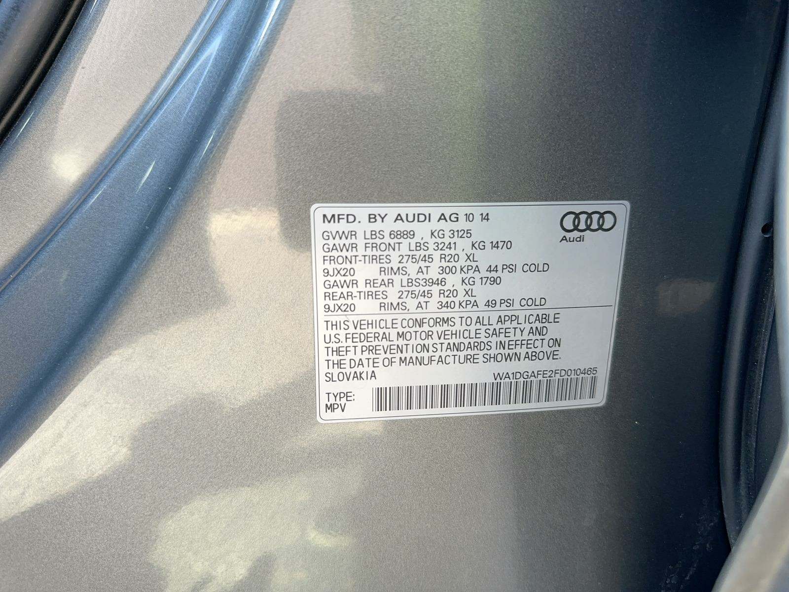 2015 Audi Q7 3.0T S line Prestige AWD