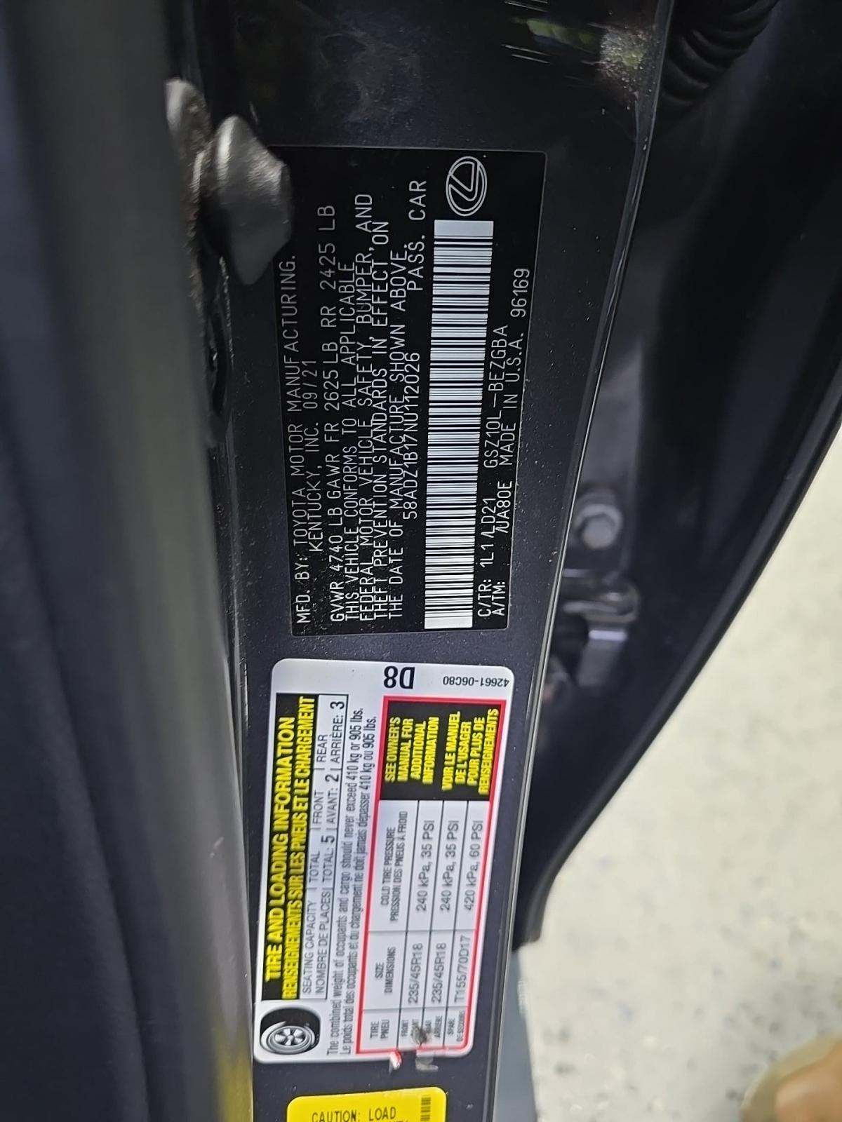 2022 Lexus ES ES 350 FWD