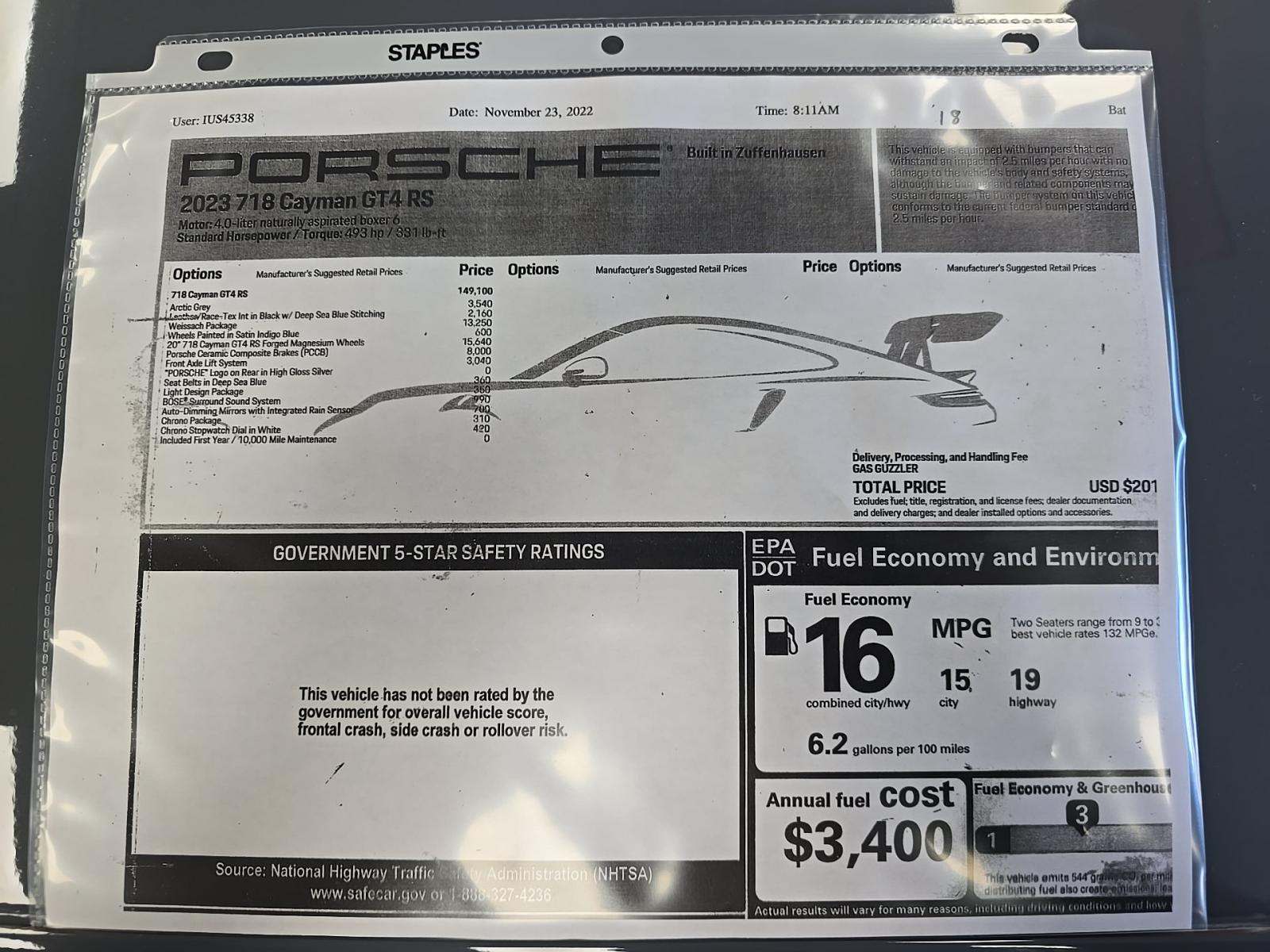 2023 Porsche 718 Cayman GT4 RS RWD