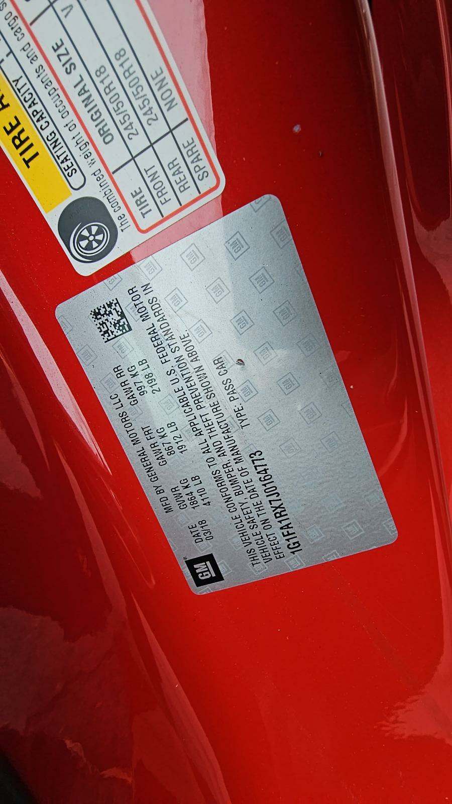 2018 Chevrolet Camaro 1LS RWD