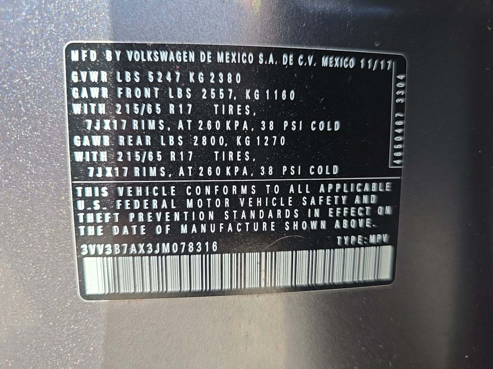 2018 Volkswagen Tiguan 2.0T SE FWD