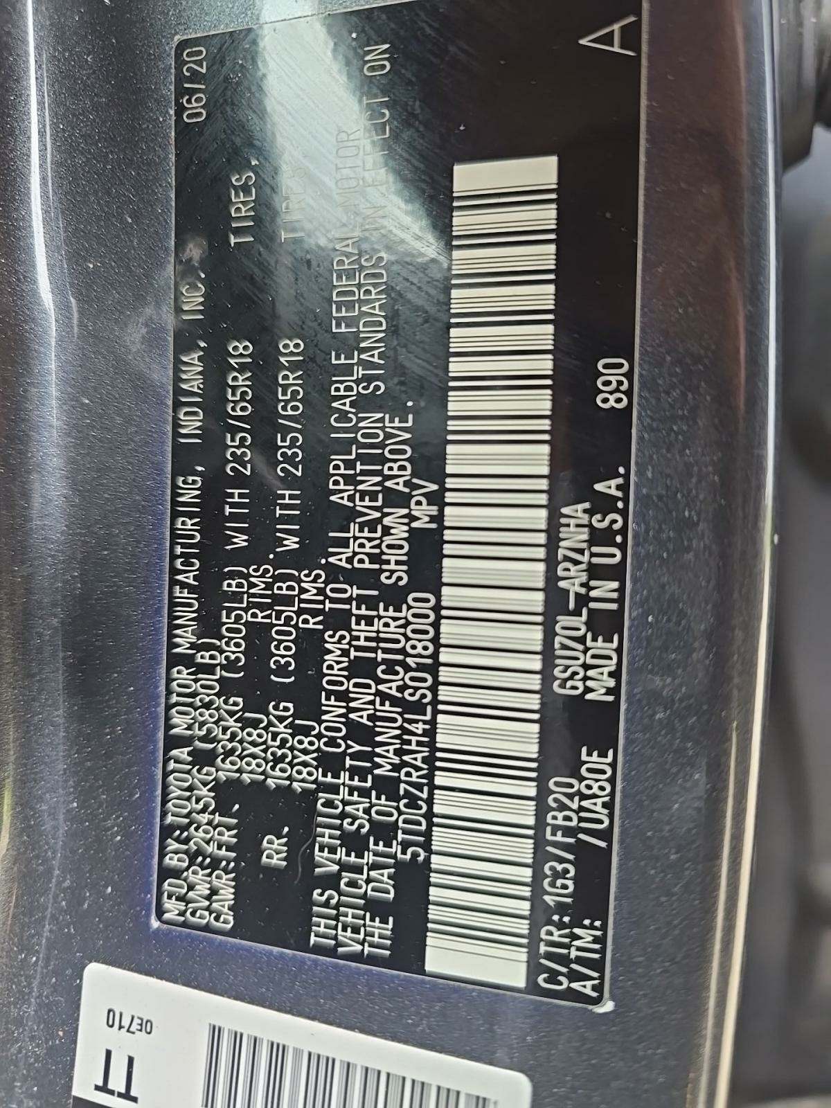 2020 Toyota Highlander L FWD