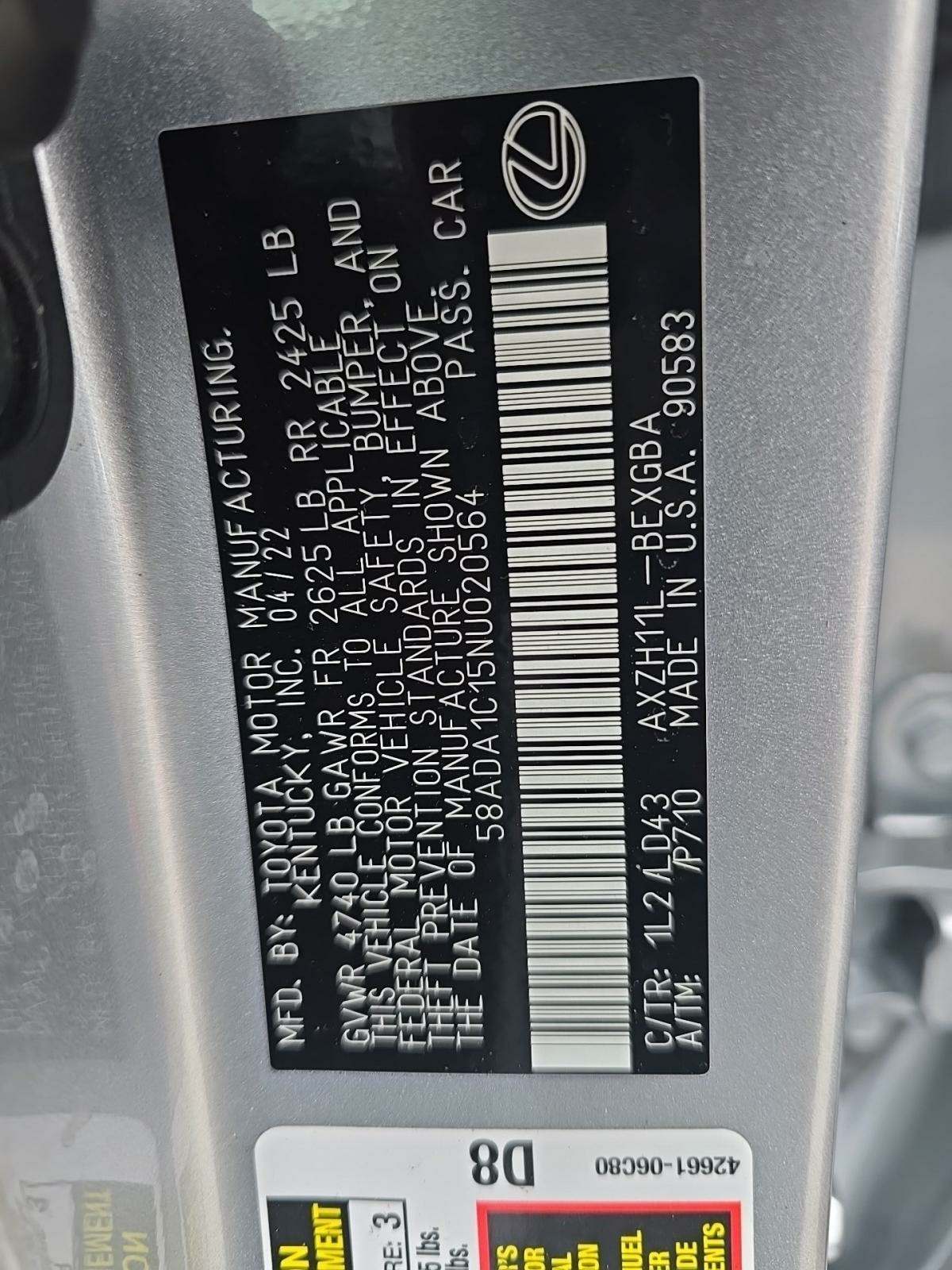 2022 Lexus ES ES 300h FWD