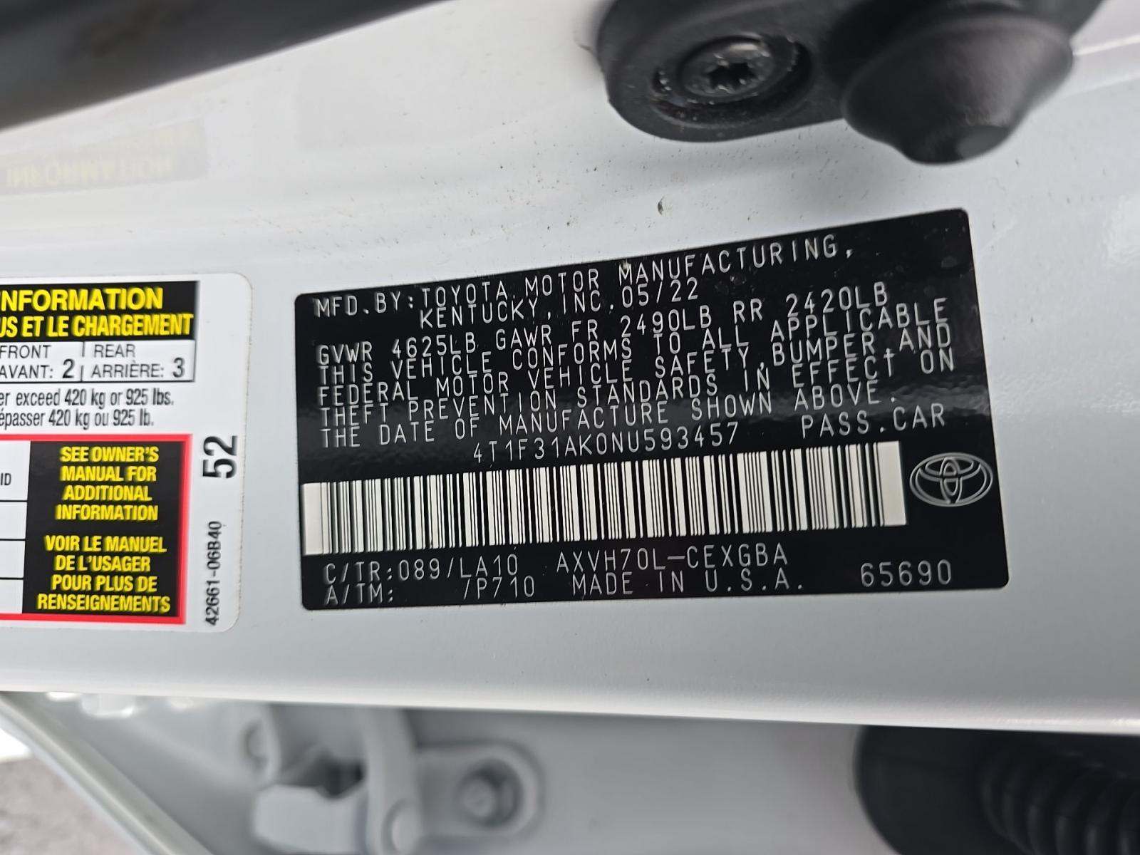 2022 Toyota Camry Hybrid XLE FWD