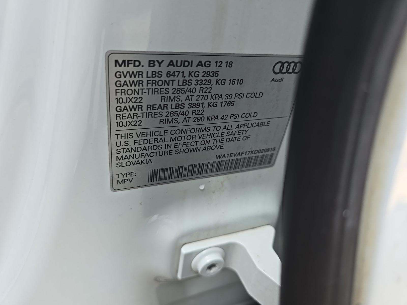 2019 Audi Q8 Premium Plus AWD