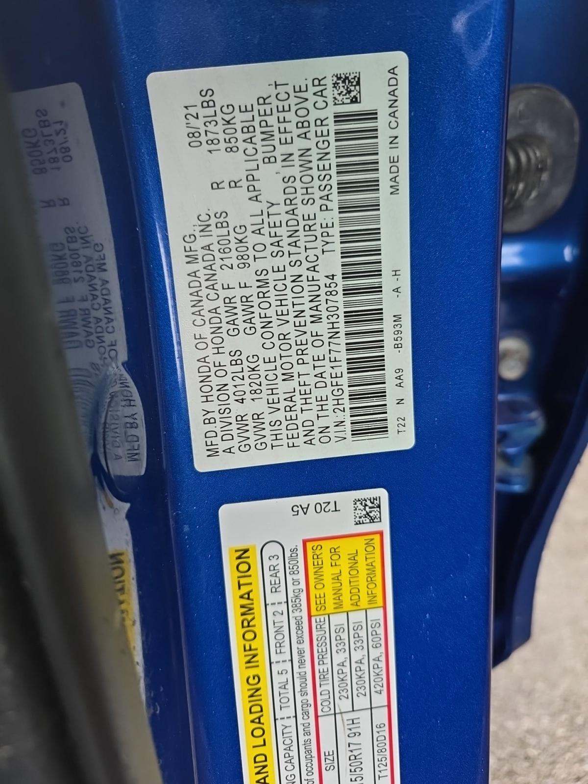 2022 Honda Civic EX FWD