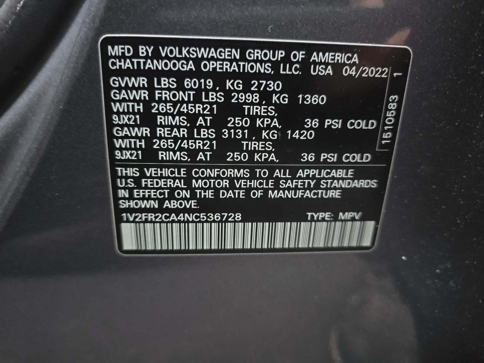 2022 Volkswagen Atlas Execline AWD