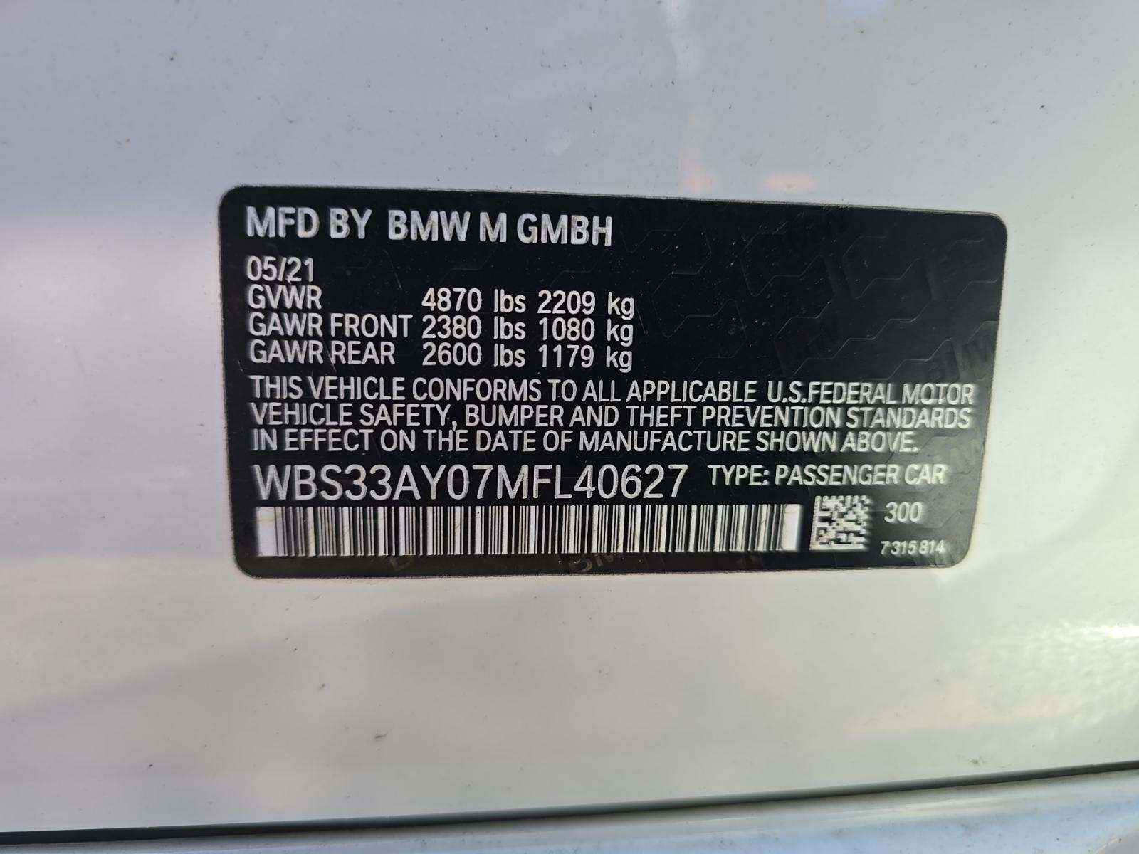 2021 BMW M3 Competition RWD