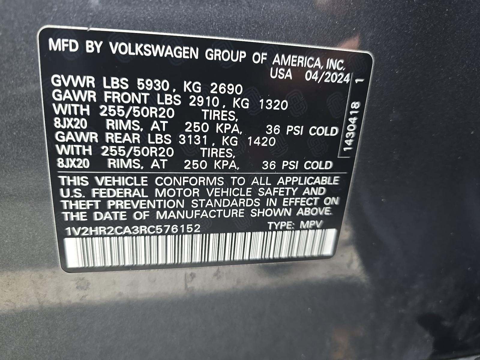 2024 Volkswagen Atlas 2.0T SE AWD