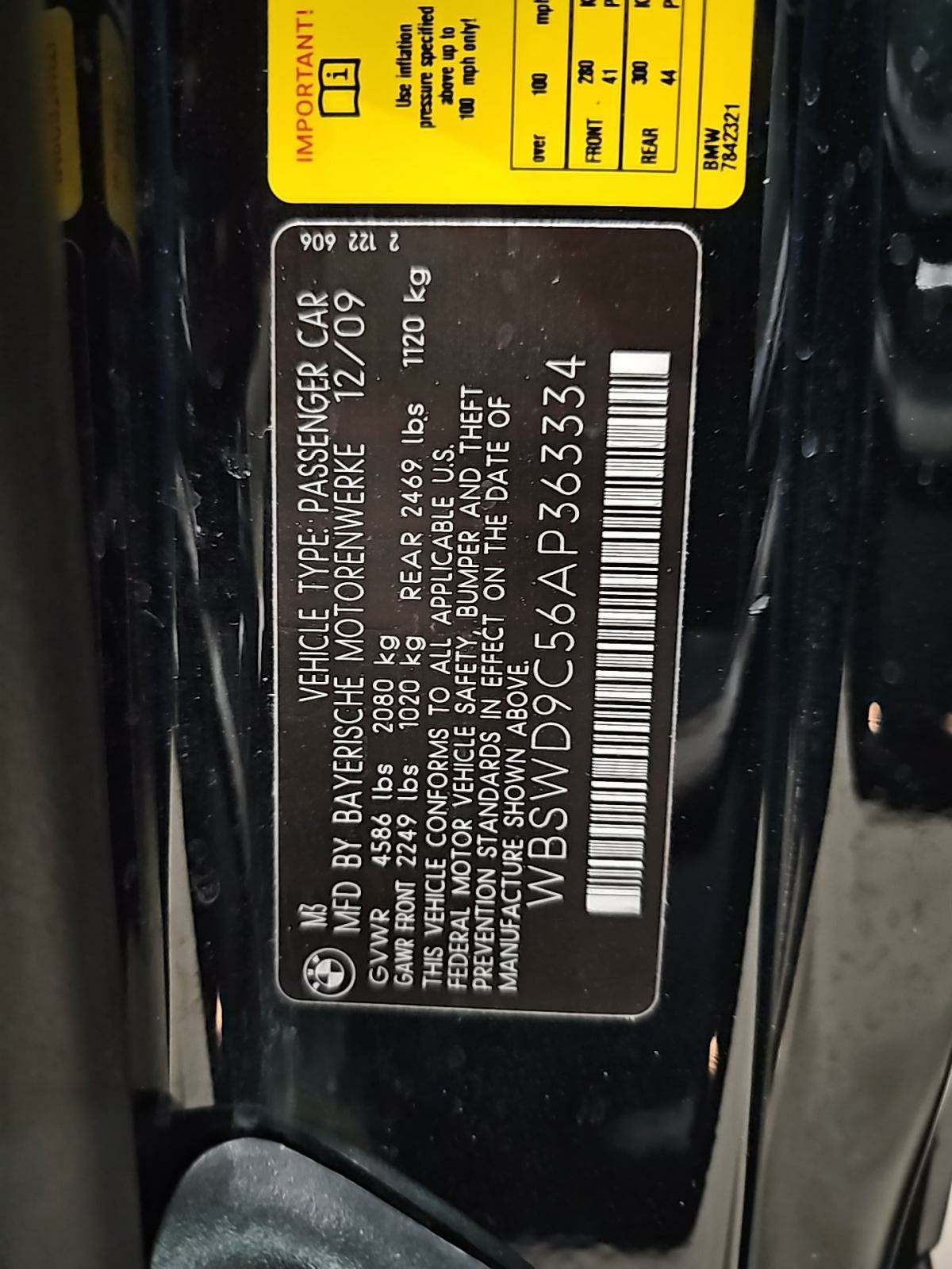 2010 BMW M3 Base RWD