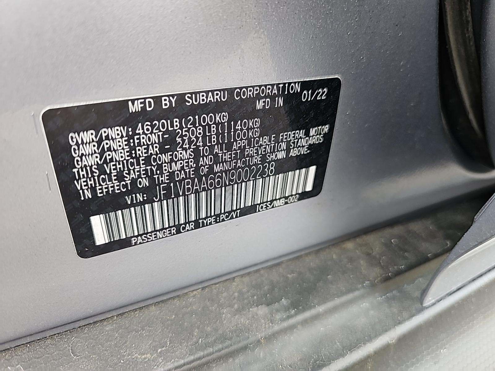 2022 Subaru WRX Base AWD