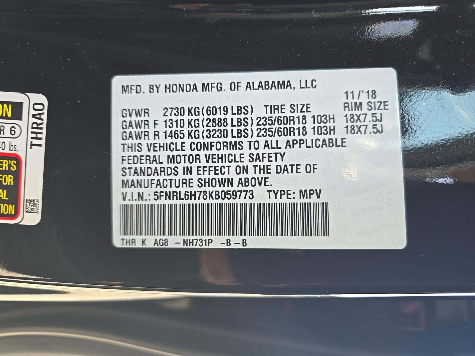 2019 Honda Odyssey EX-L FWD