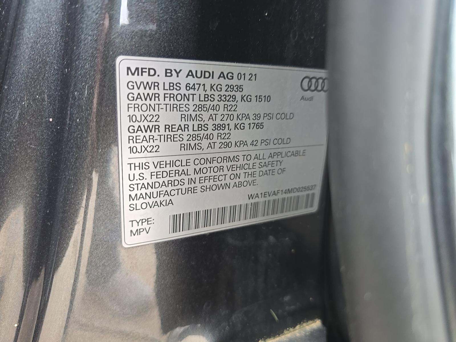2021 Audi Q8 Premium Plus AWD