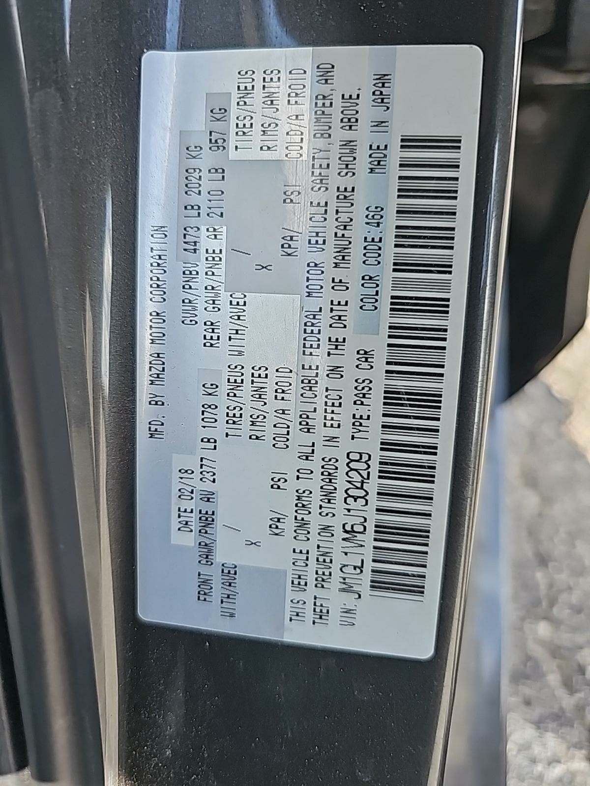 2018 MAZDA MAZDA6 Touring FWD