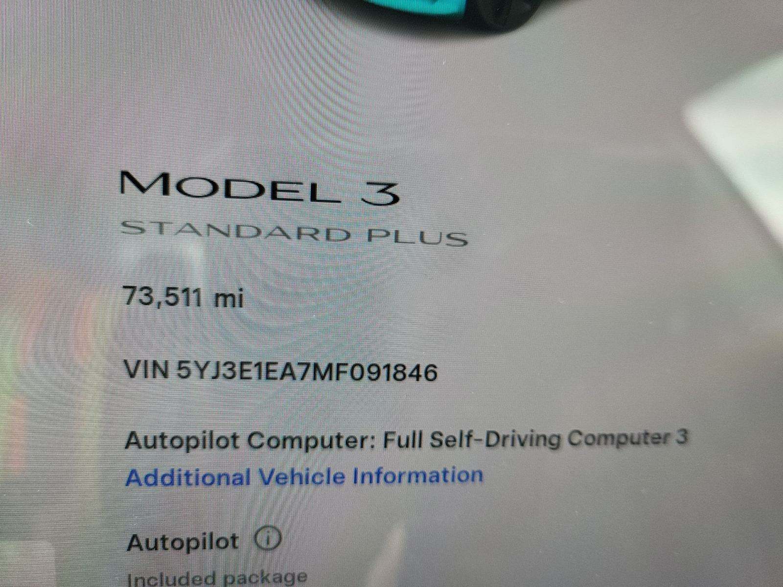 2021 Tesla Model 3 Standard Range Plus RWD