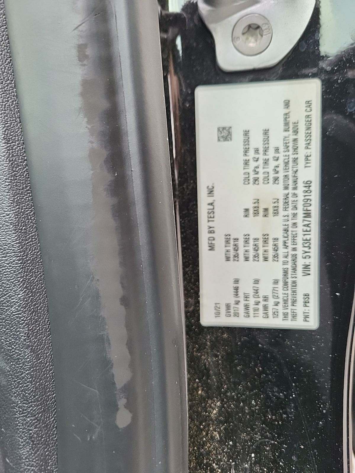 2021 Tesla Model 3 Standard Range Plus RWD