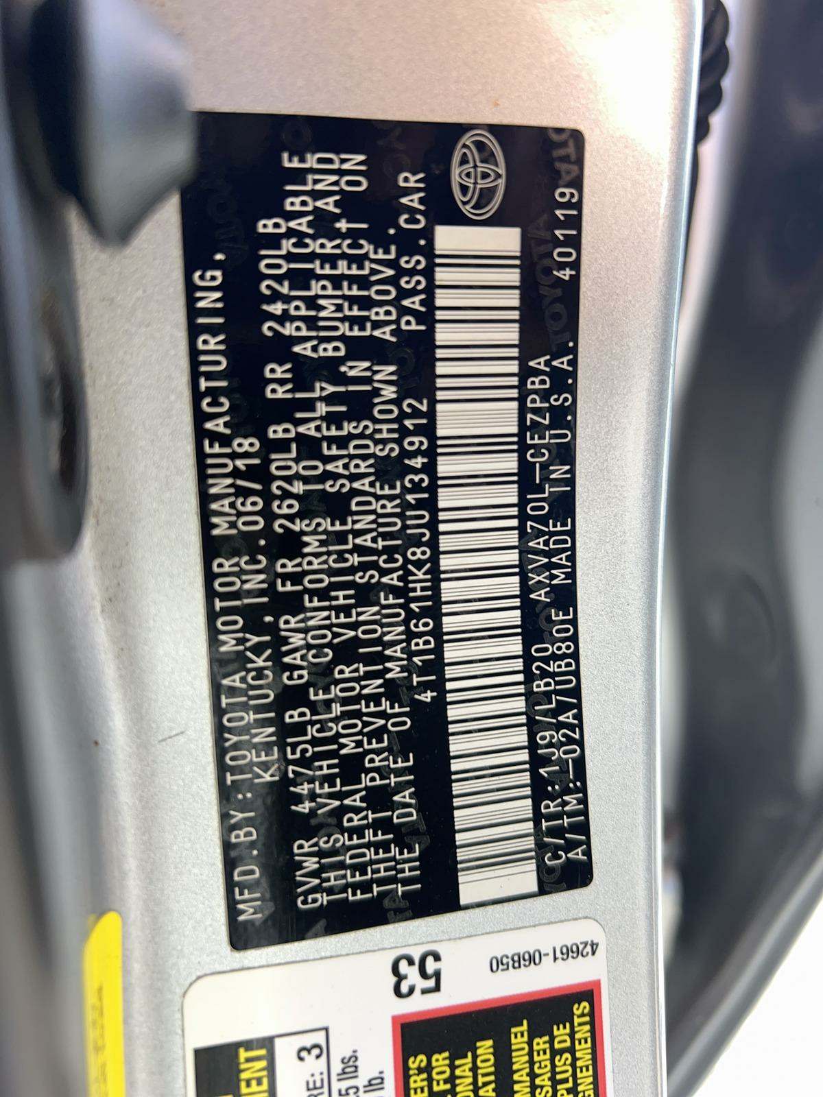 2018 Toyota Camry XSE FWD