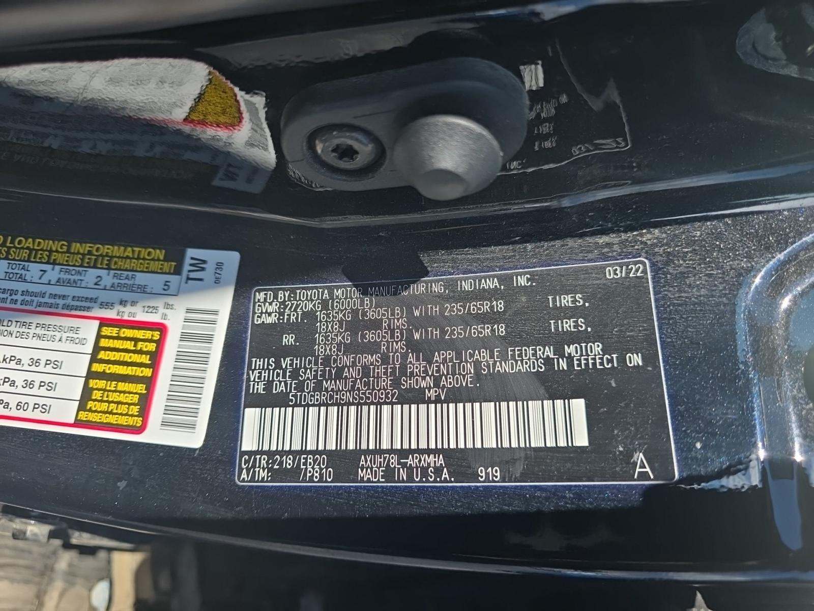 2022 Toyota Highlander Hybrid XLE AWD