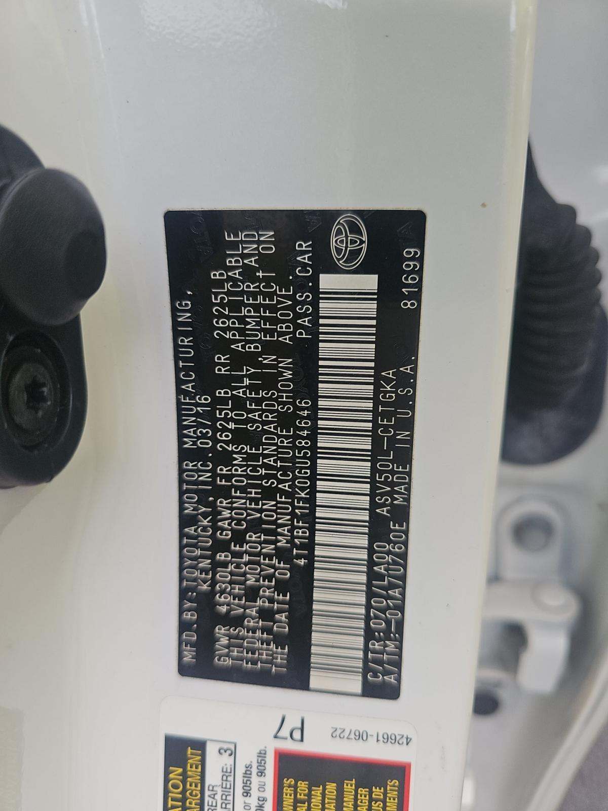 2016 Toyota Camry XLE FWD