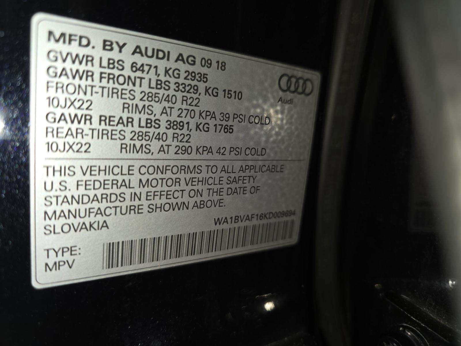 2019 Audi Q8 Premium Plus AWD