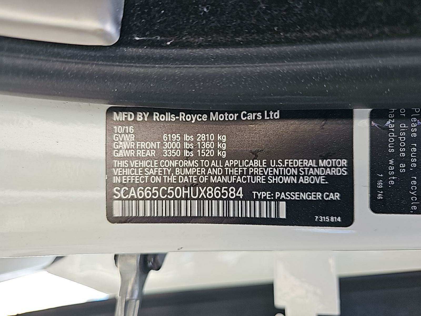 2017 Rolls-Royce Wraith Base RWD