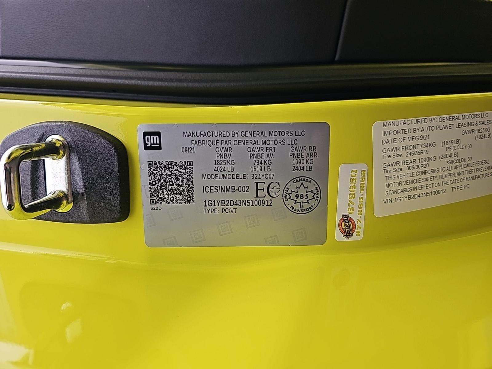 2022 Chevrolet Corvette Stingray RWD