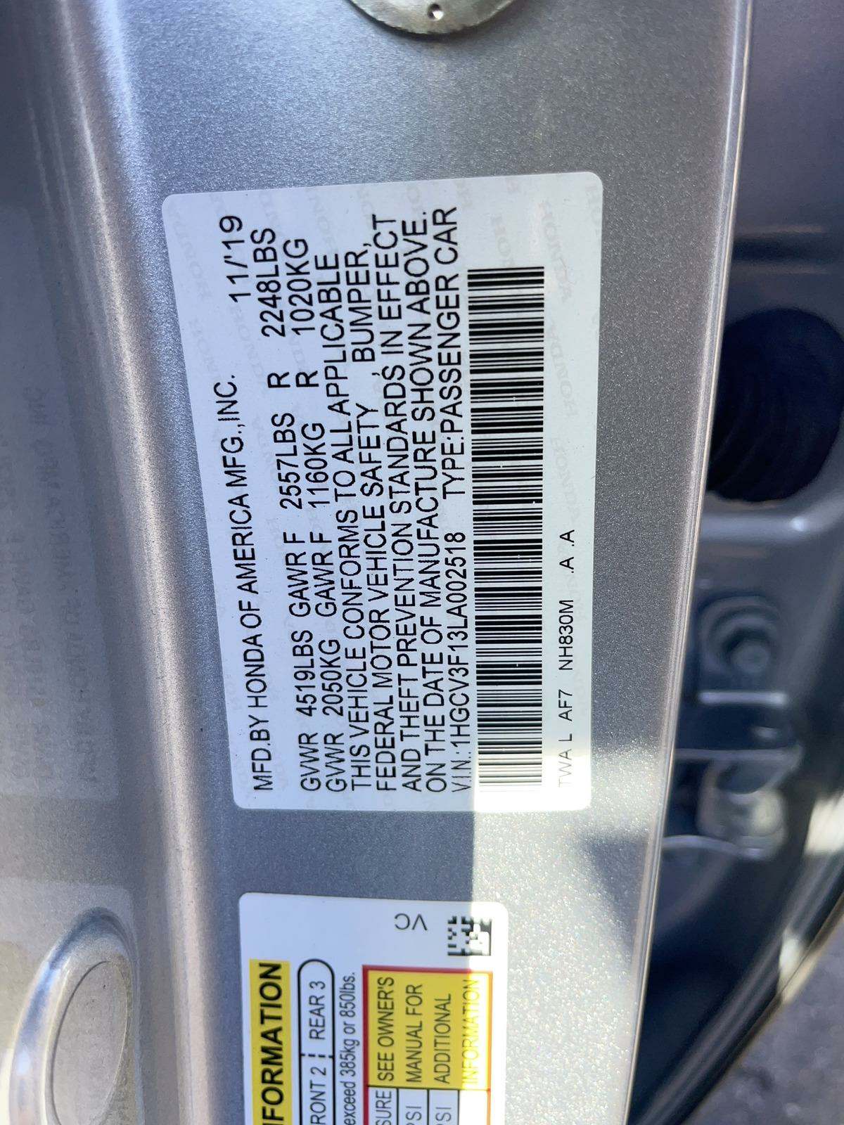 2020 Honda Accord 4D SEDAN FWD