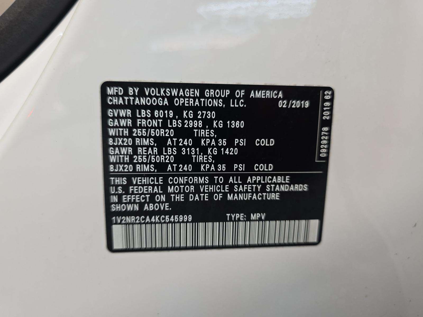 2019 Volkswagen Atlas 3.6L SEL Premium AWD