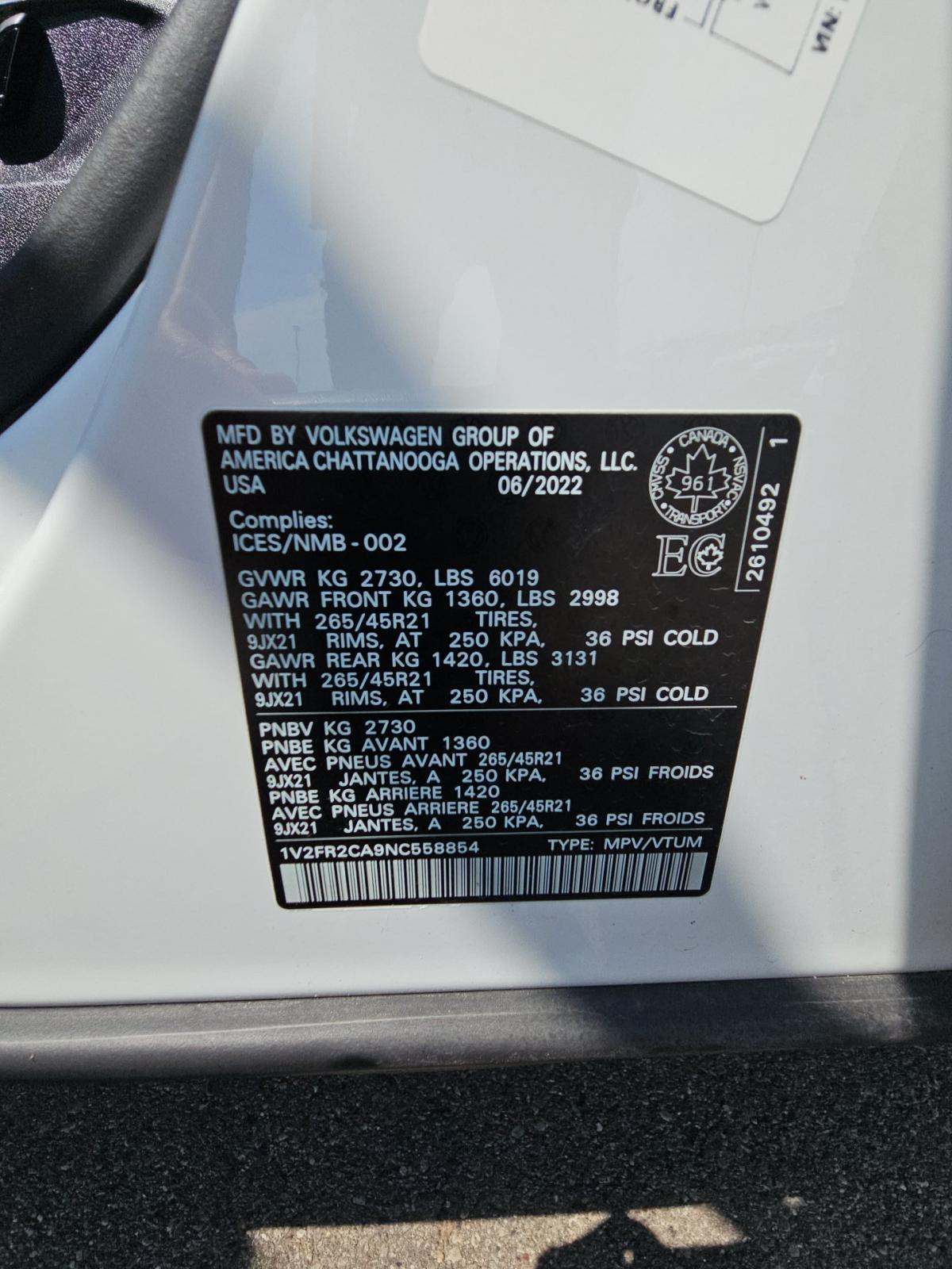 2022 Volkswagen Atlas 3.6L SEL Premium R-Line AWD