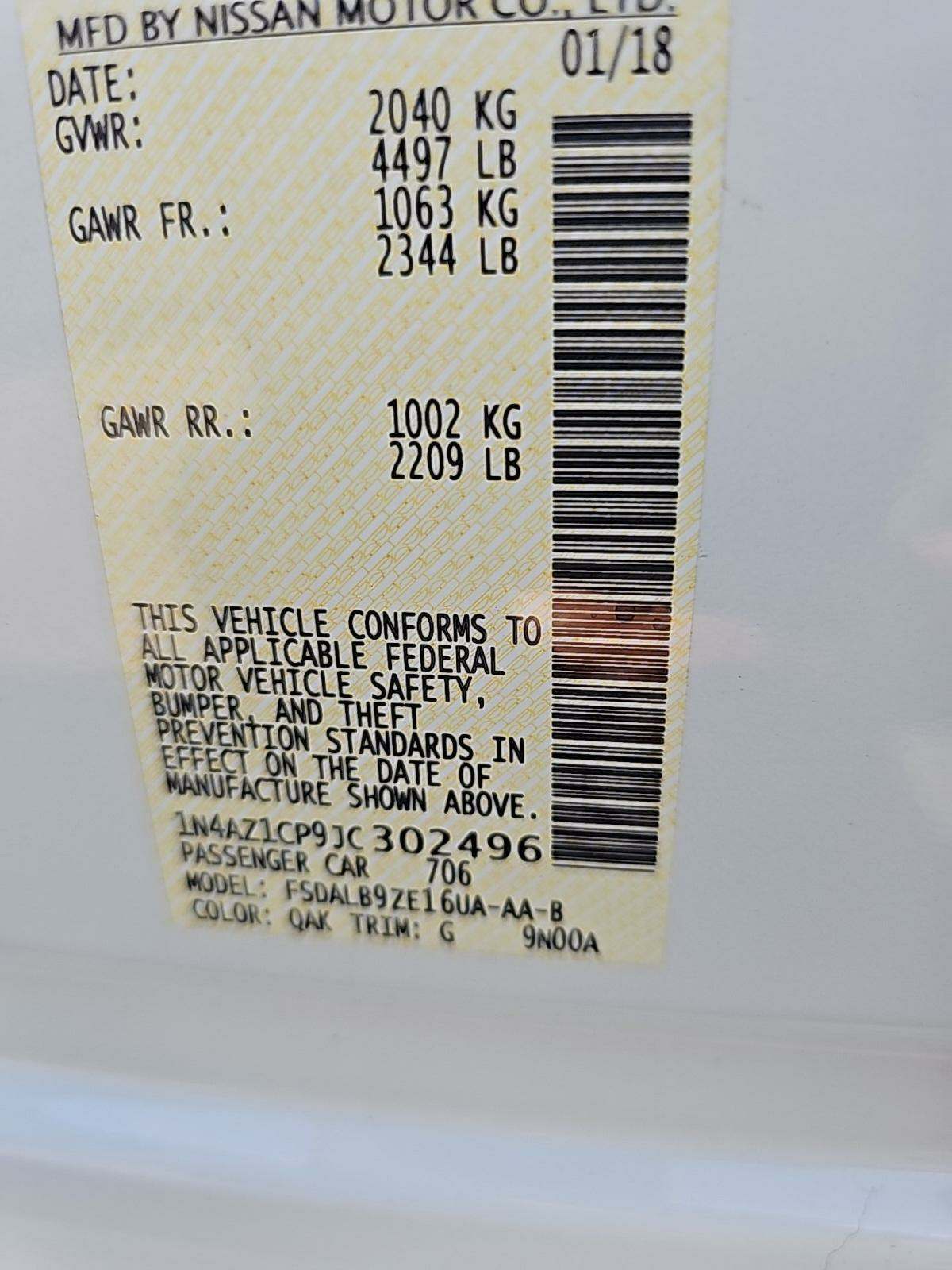 2018 Nissan LEAF S FWD