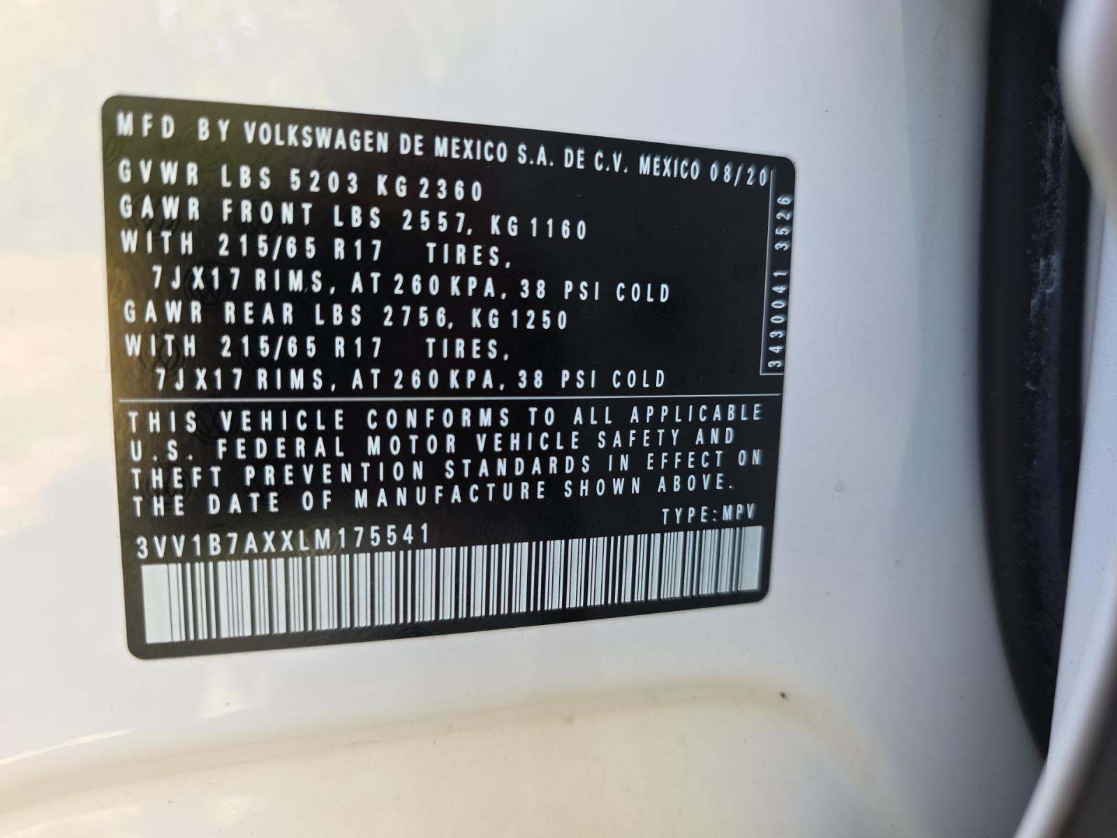 2020 Volkswagen Tiguan 2.0T S FWD