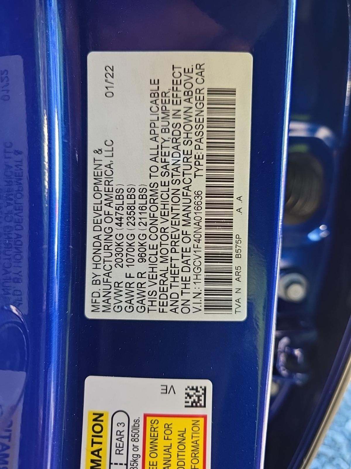 2022 Honda Accord Sport SE FWD