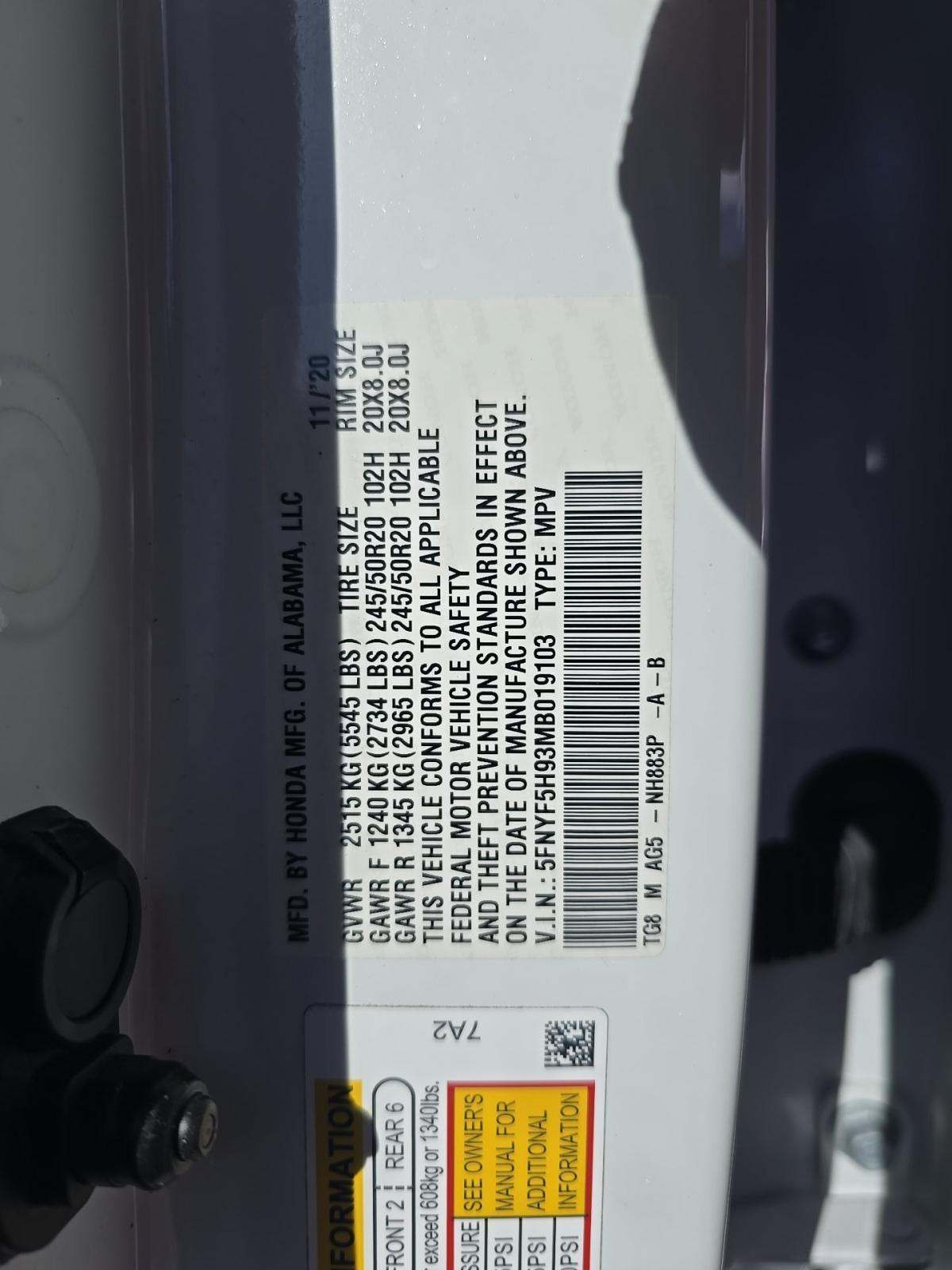 2021 Honda Pilot Touring FWD