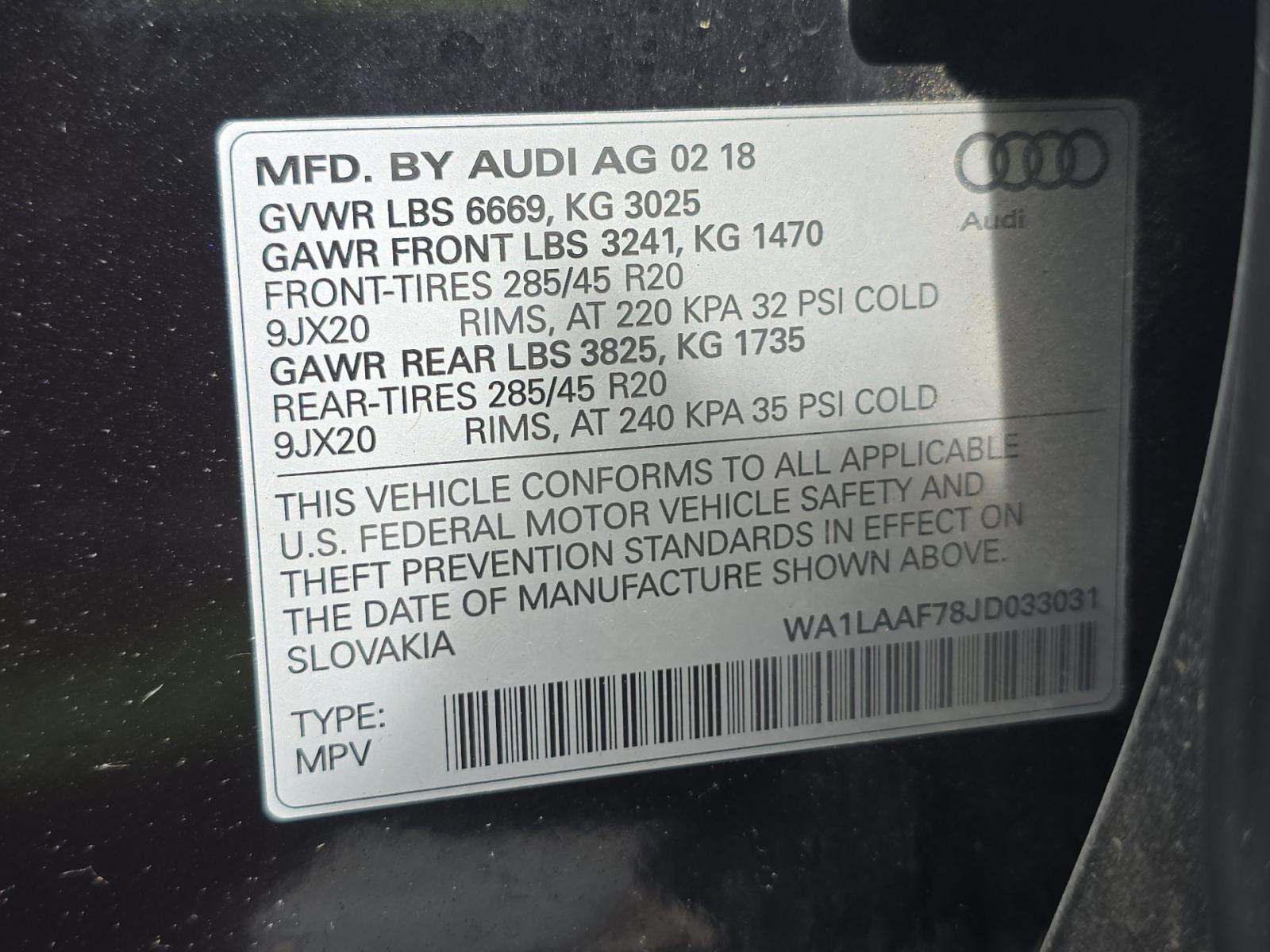 2018 Audi Q7 3.0T Premium Plus AWD