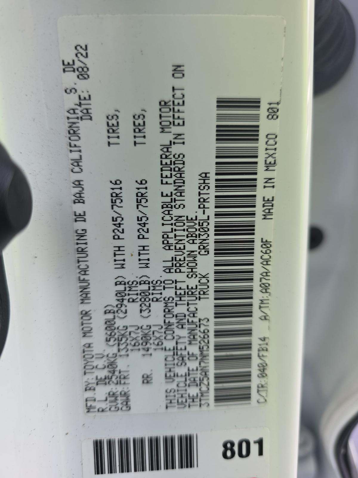 2022 Toyota Tacoma SR AWD