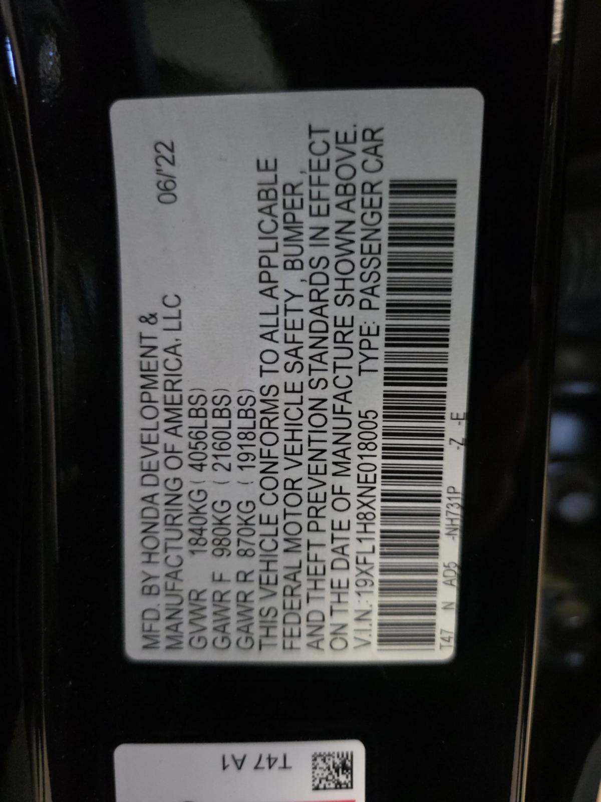 2022 Honda Civic Sport Touring FWD