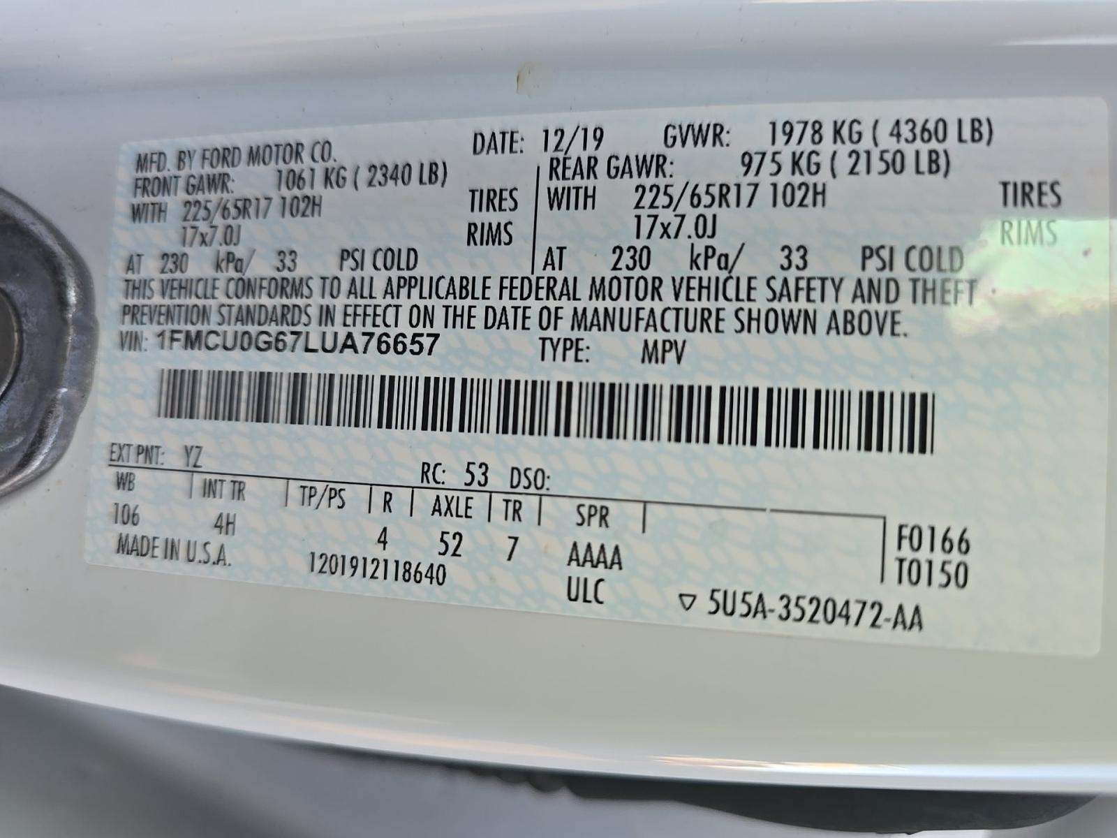 2020 Ford Escape SE FWD