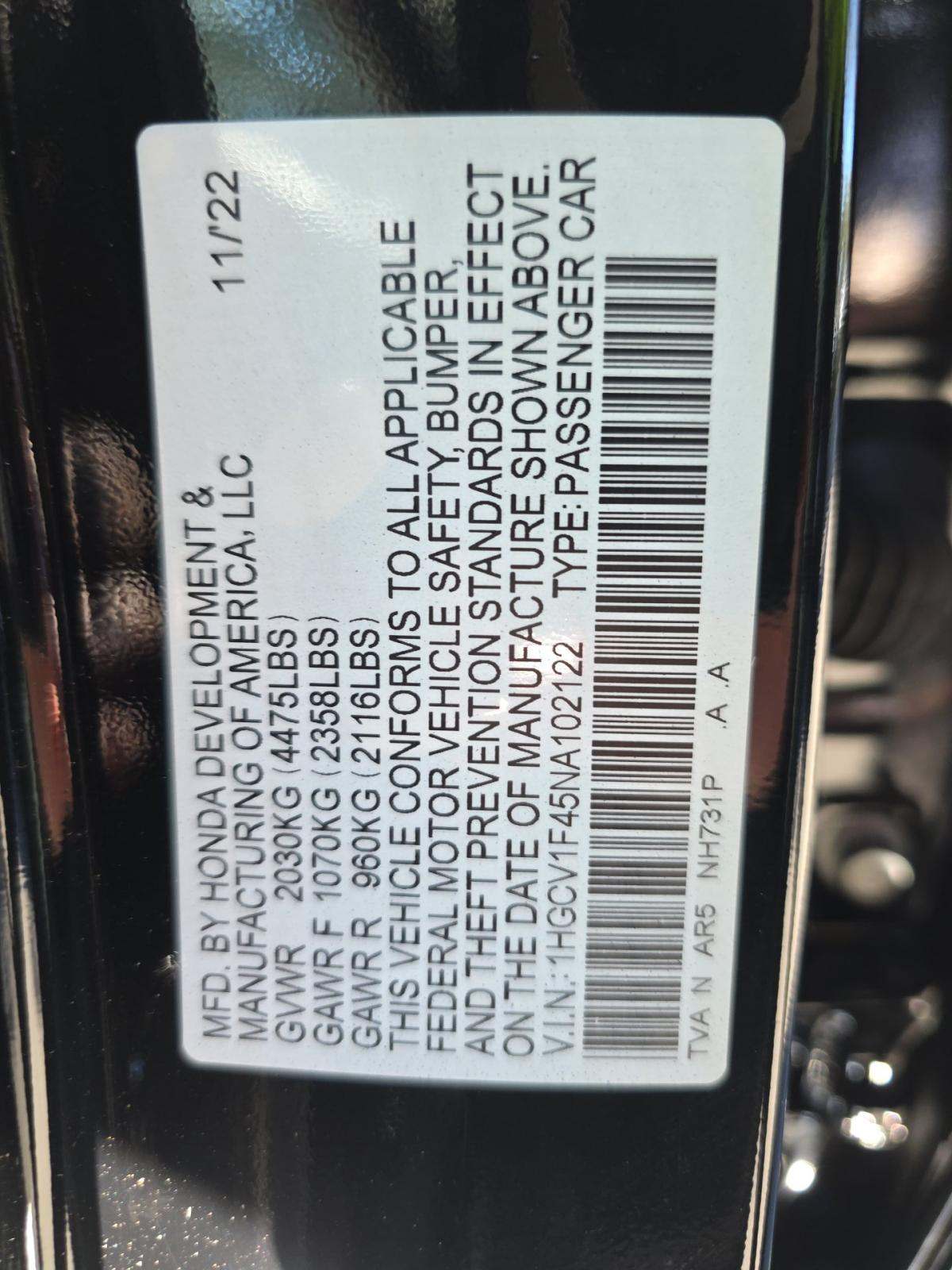 2022 Honda Accord Sport SE FWD