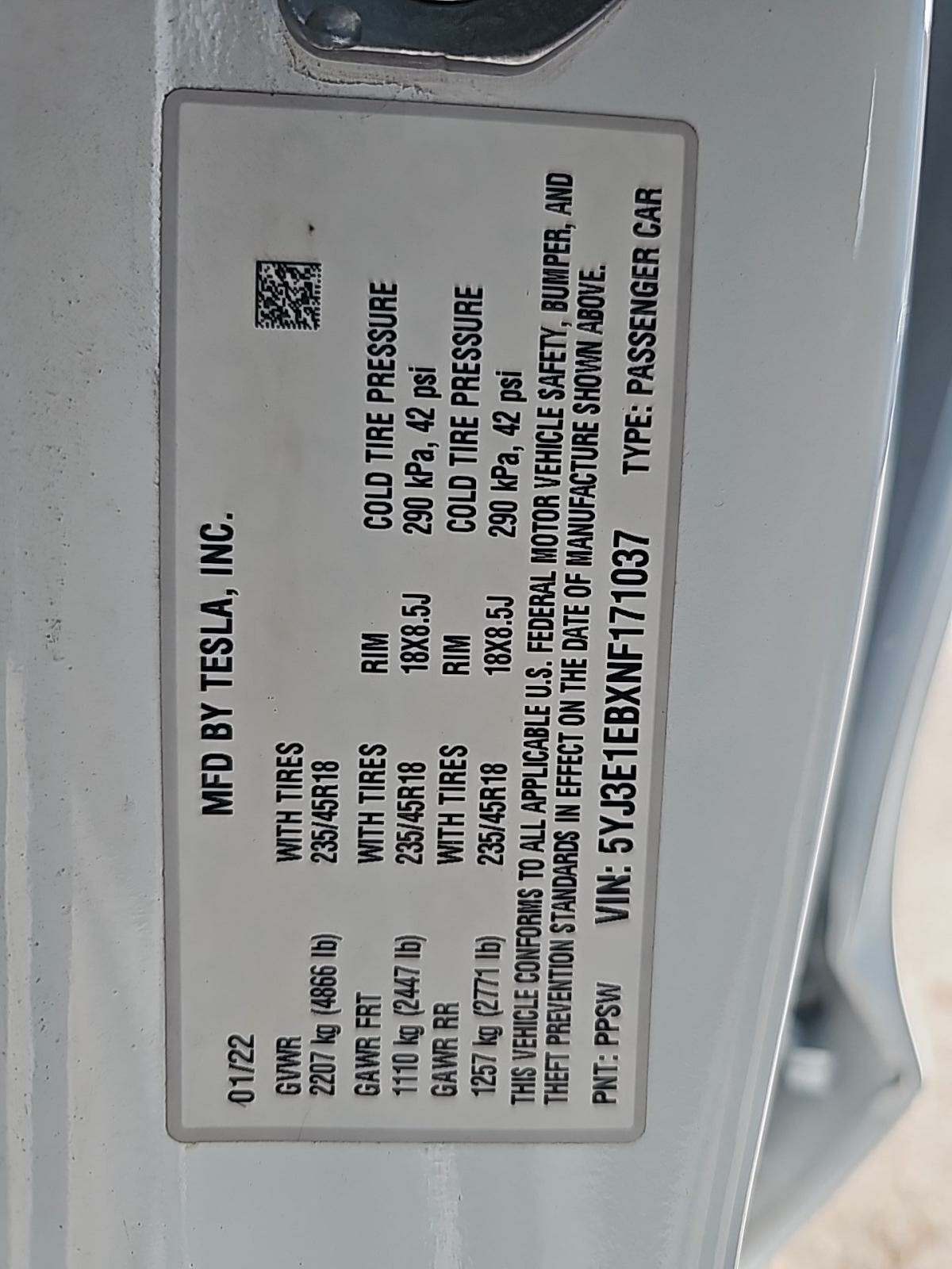 2022 Tesla Model 3 Long Range AWD