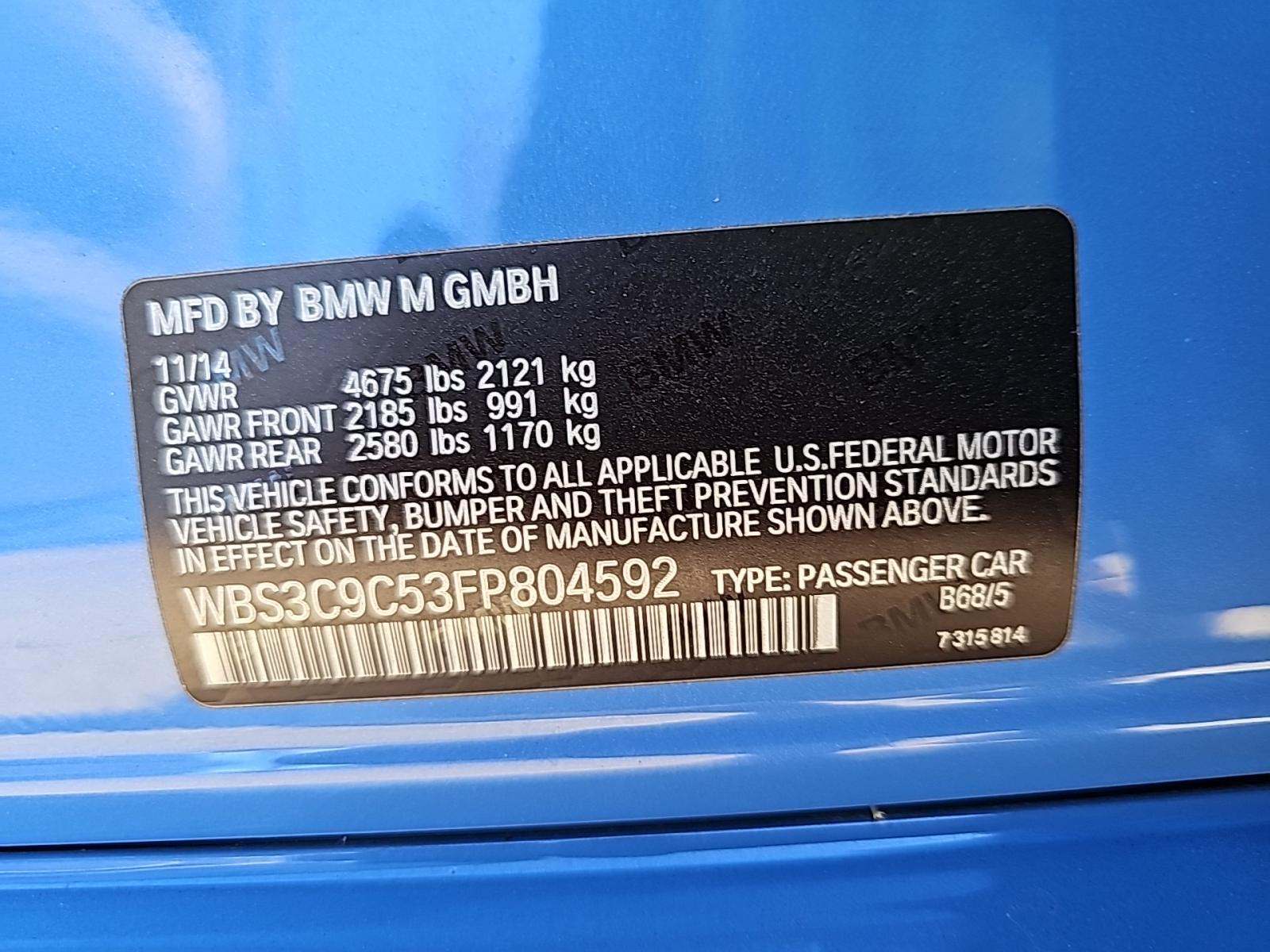 2015 BMW M3 Base RWD