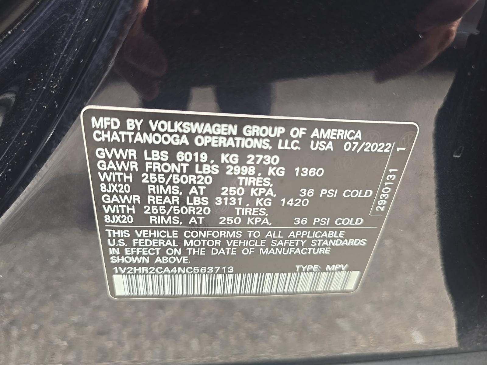 2022 Volkswagen Atlas 3.6L SE AWD