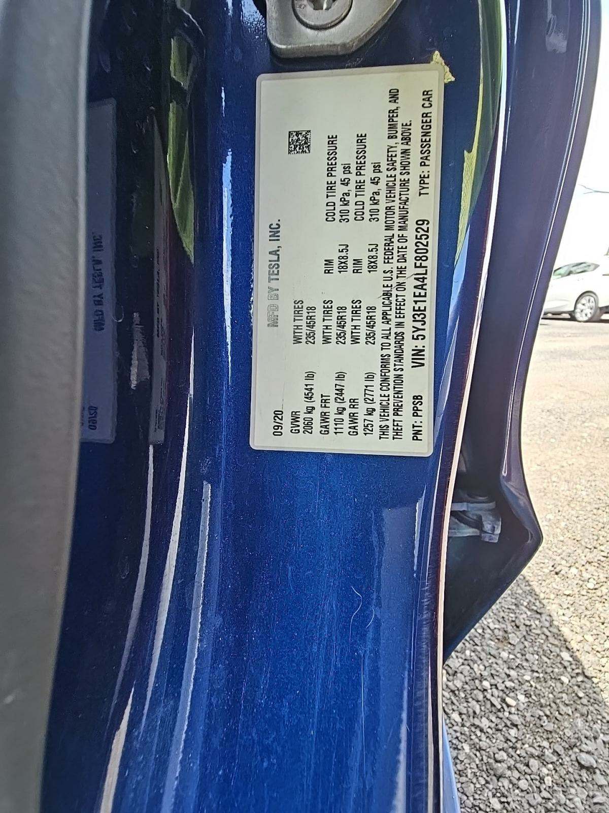 2020 Tesla Model 3 Standard Range Plus RWD