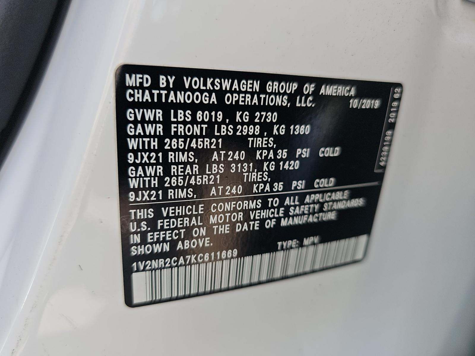 2019 Volkswagen Atlas 3.6L SEL Premium AWD