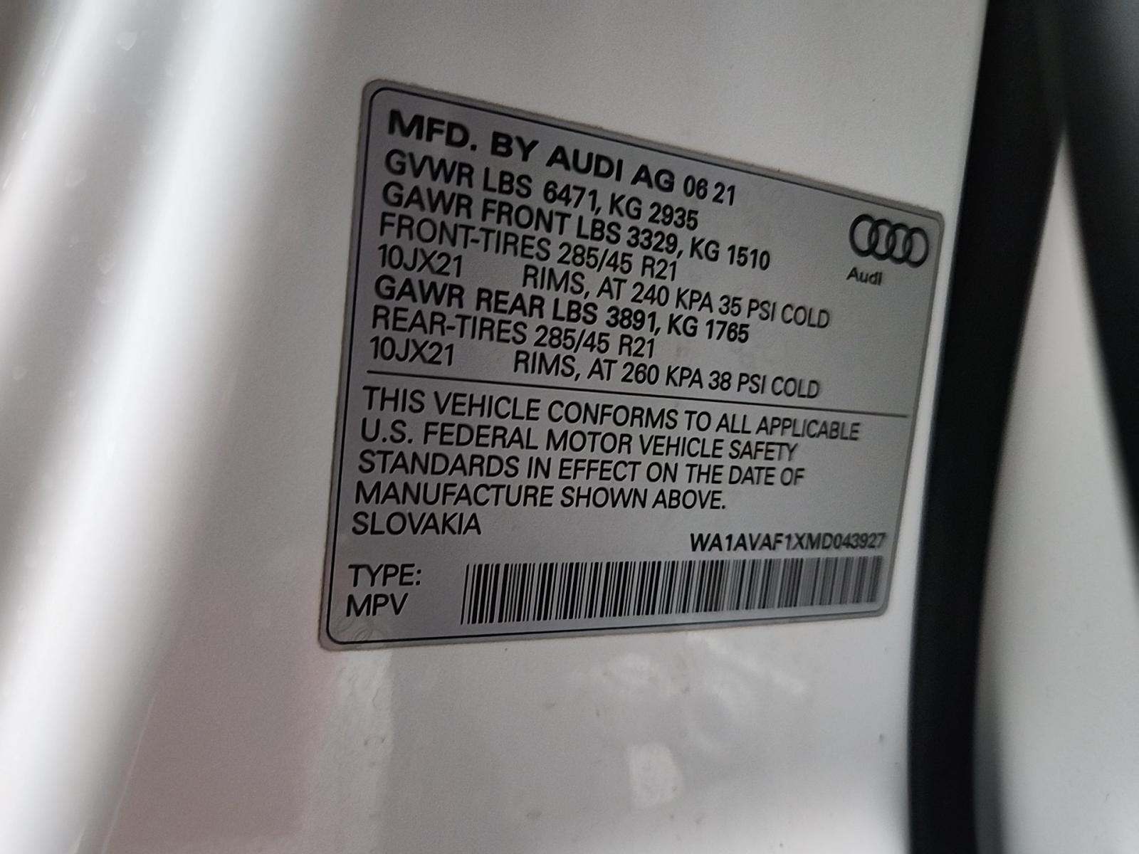 2021 Audi Q8 Premium AWD