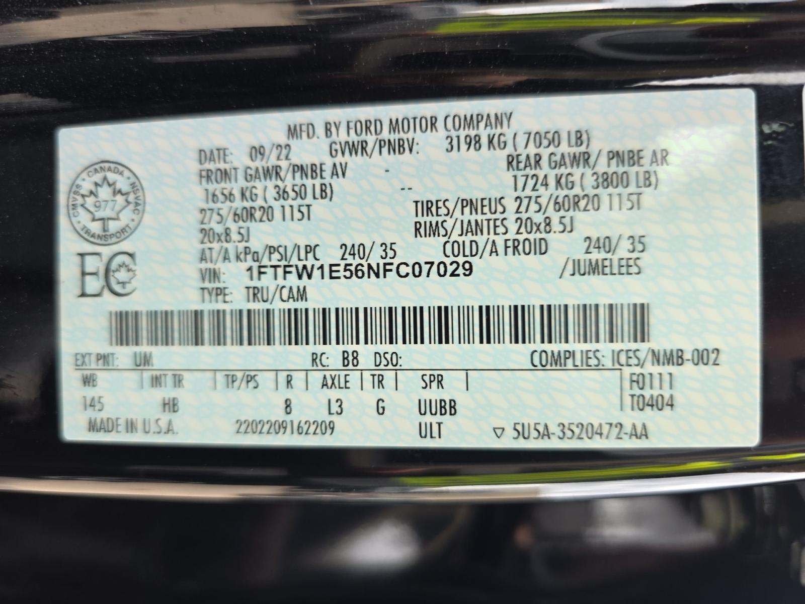 2022 Ford F-150 Lariat AWD
