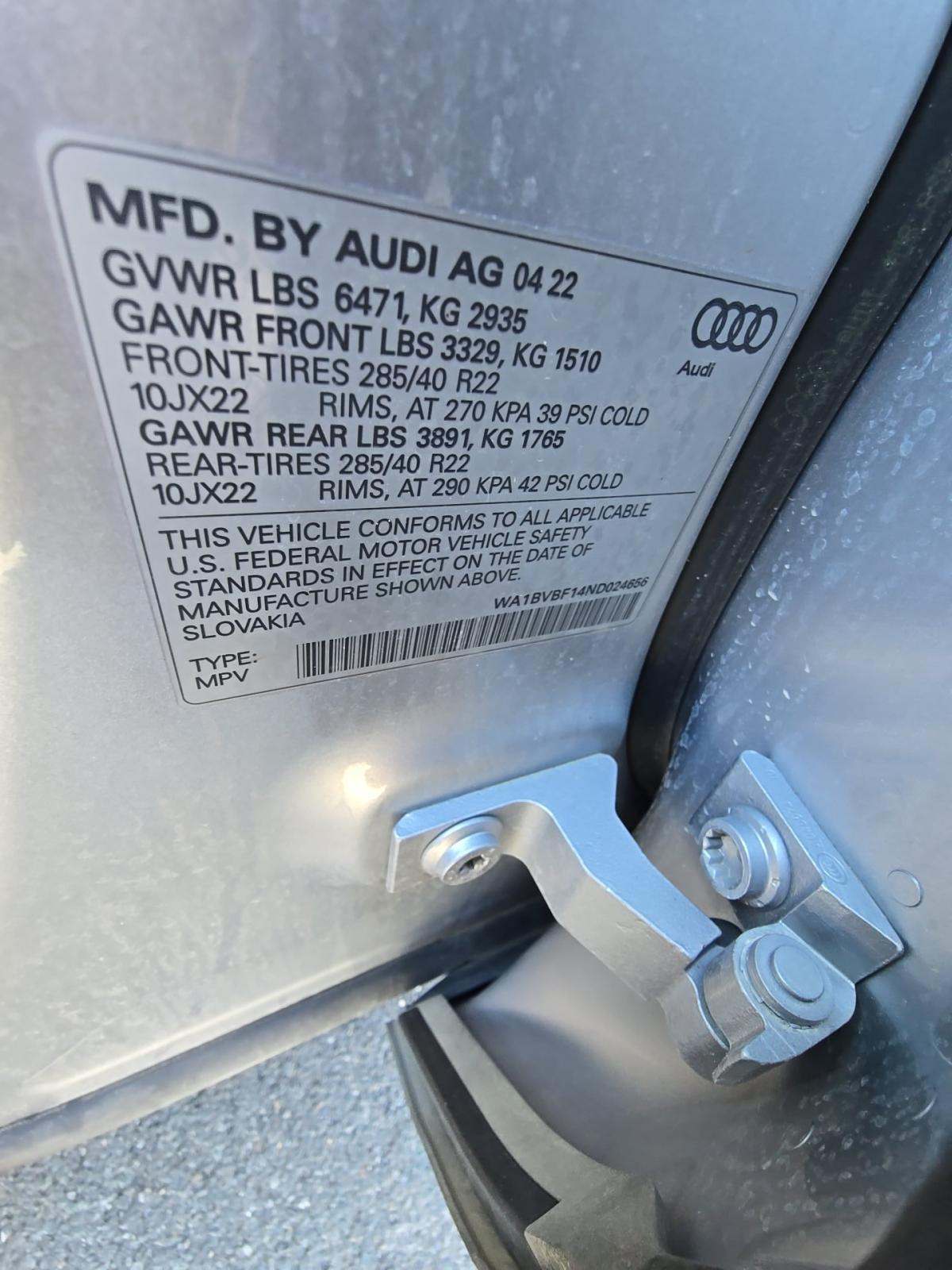 2022 Audi Q8 Premium Plus AWD