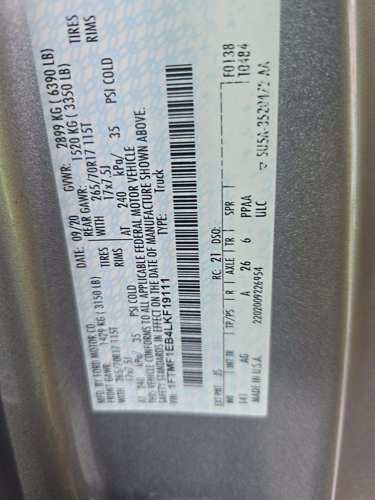 2020 Ford F-150 XL AWD