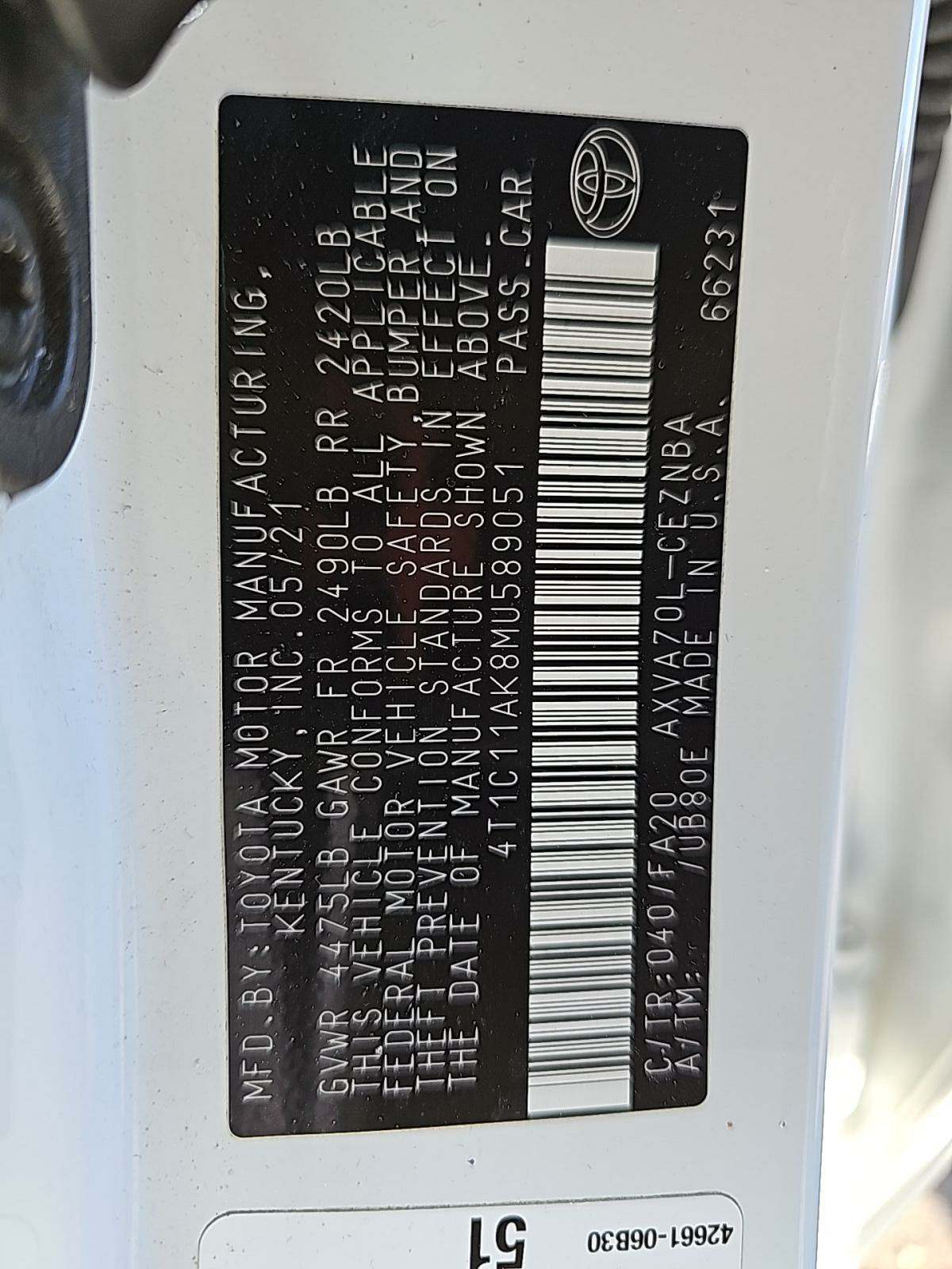 2021 Toyota Camry LE FWD