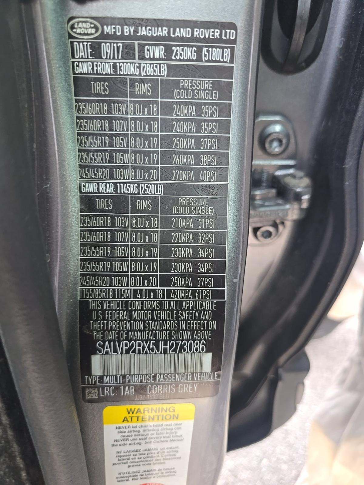 2018 Land Rover Range Rover Evoque SE AWD