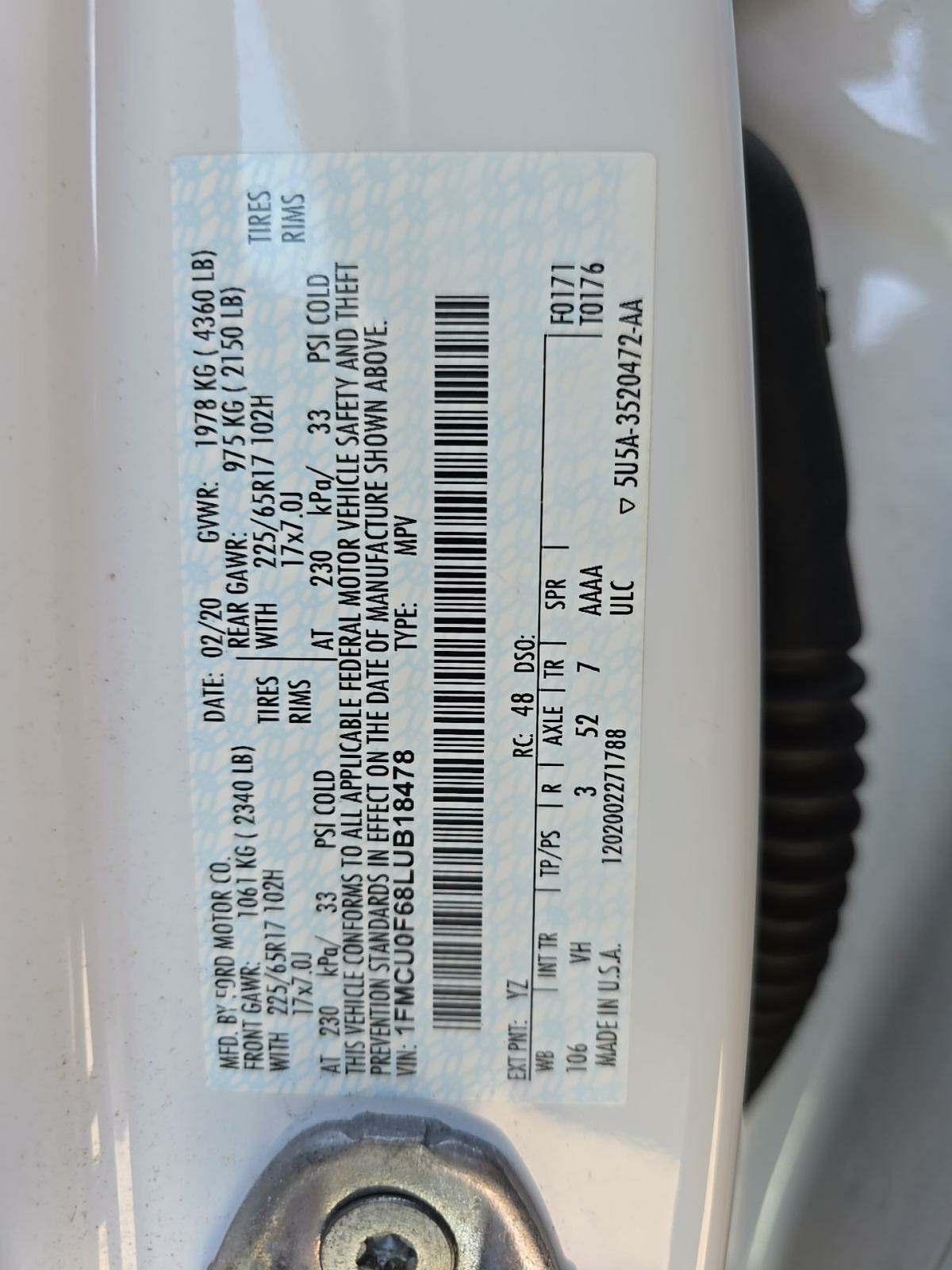 2020 Ford Escape S FWD